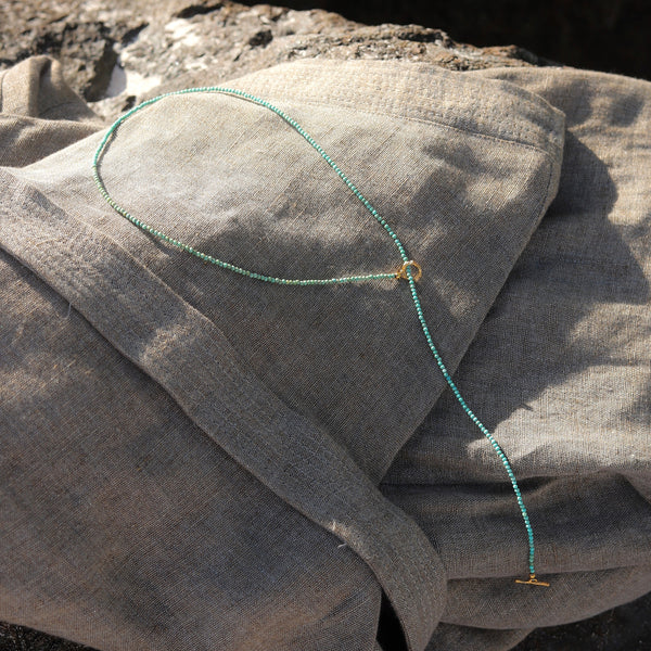 Dream Turquoise Necklace-Necklace-Good Tidings Style on SANCTUARY HANDMADE LINEN KIMONO - Olive