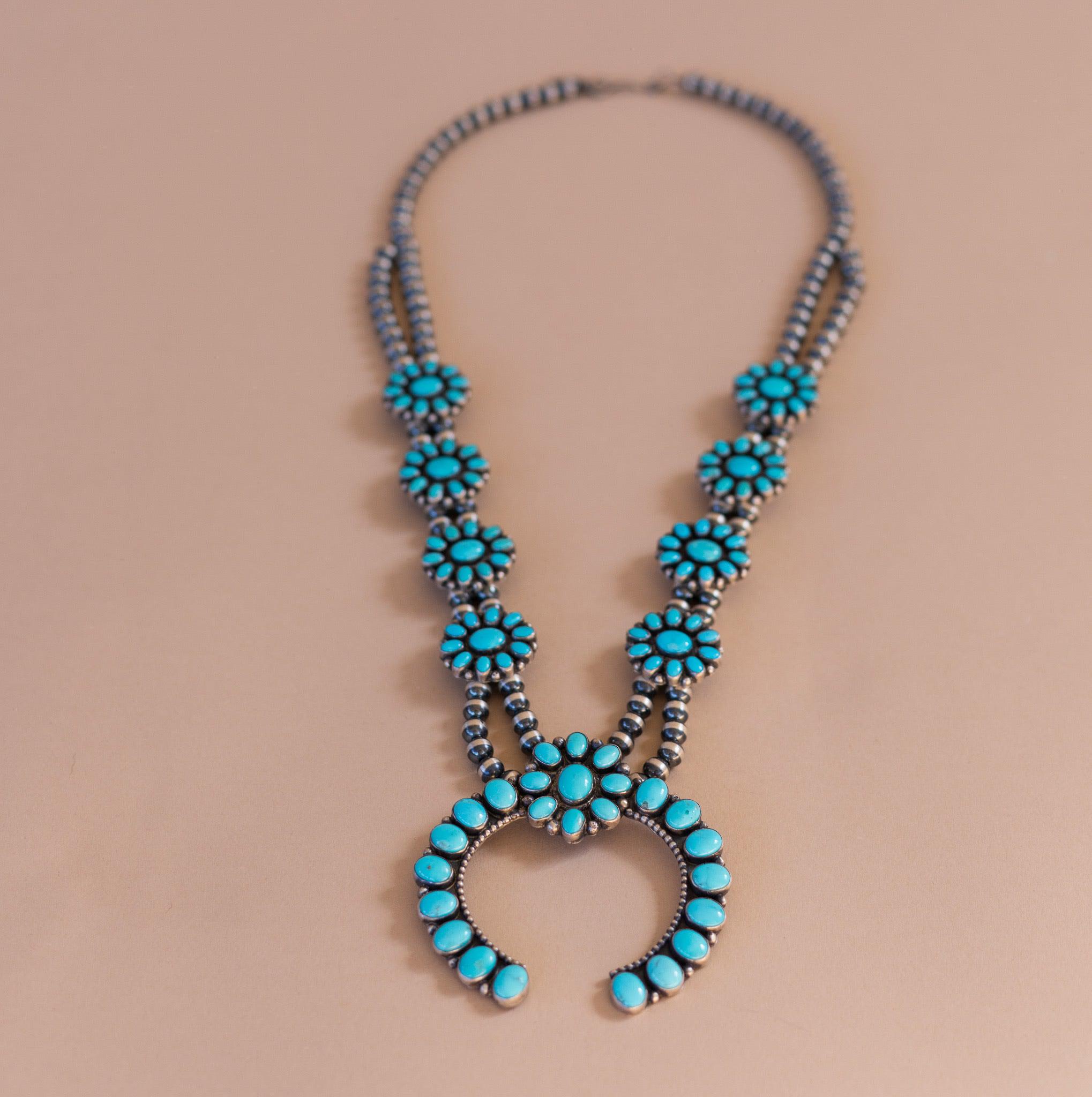 Amazon.com: Vintage Navajo Squash Blossom Necklace-Sterling Silver &  Turquoise Native American, Mexican Antique : Handmade Products
