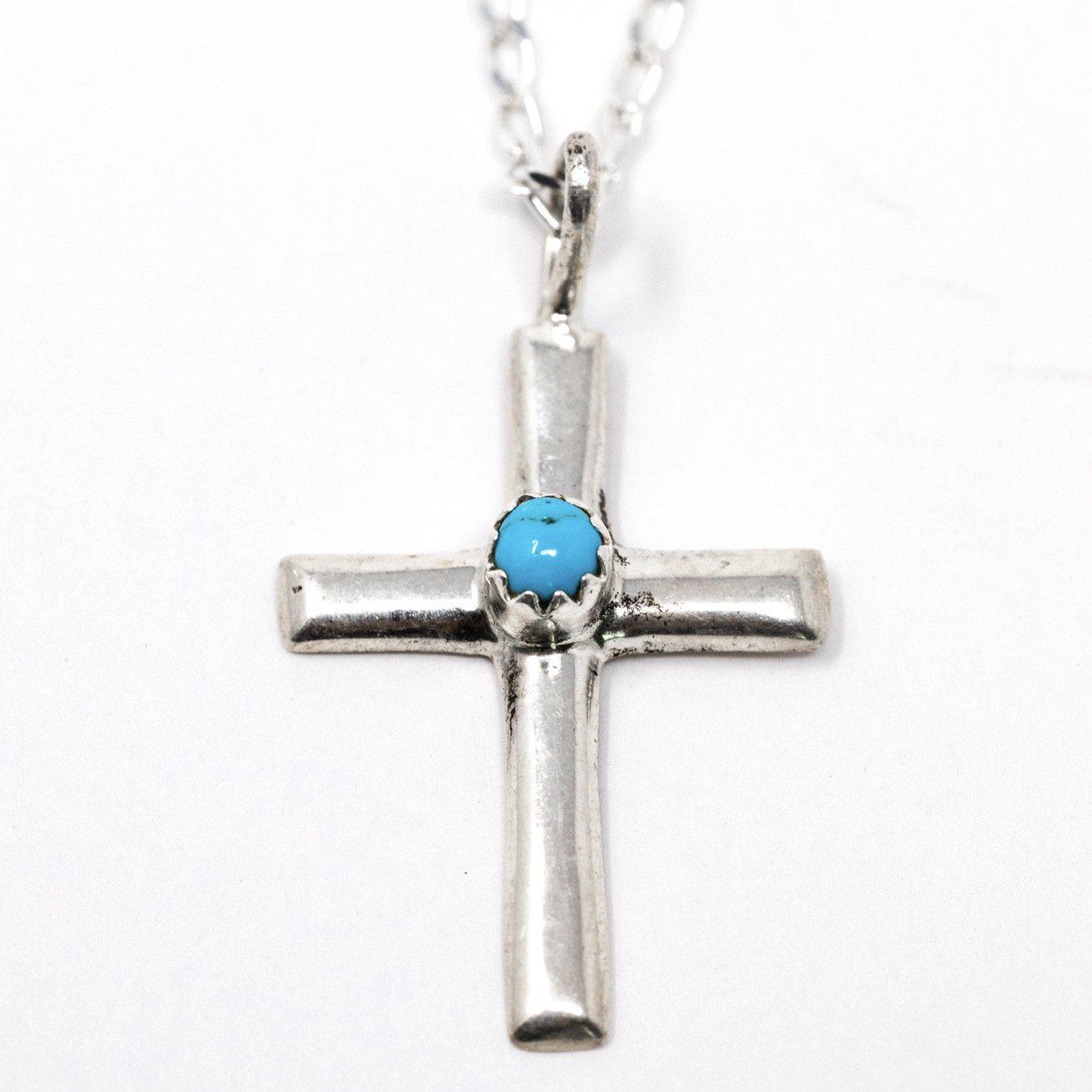 Shop LC Blue Turquoise Cross Necklace for Men 925 Sterling Silver Platinum  Plated Western Jewelry Religious Gifts For Women Size 20